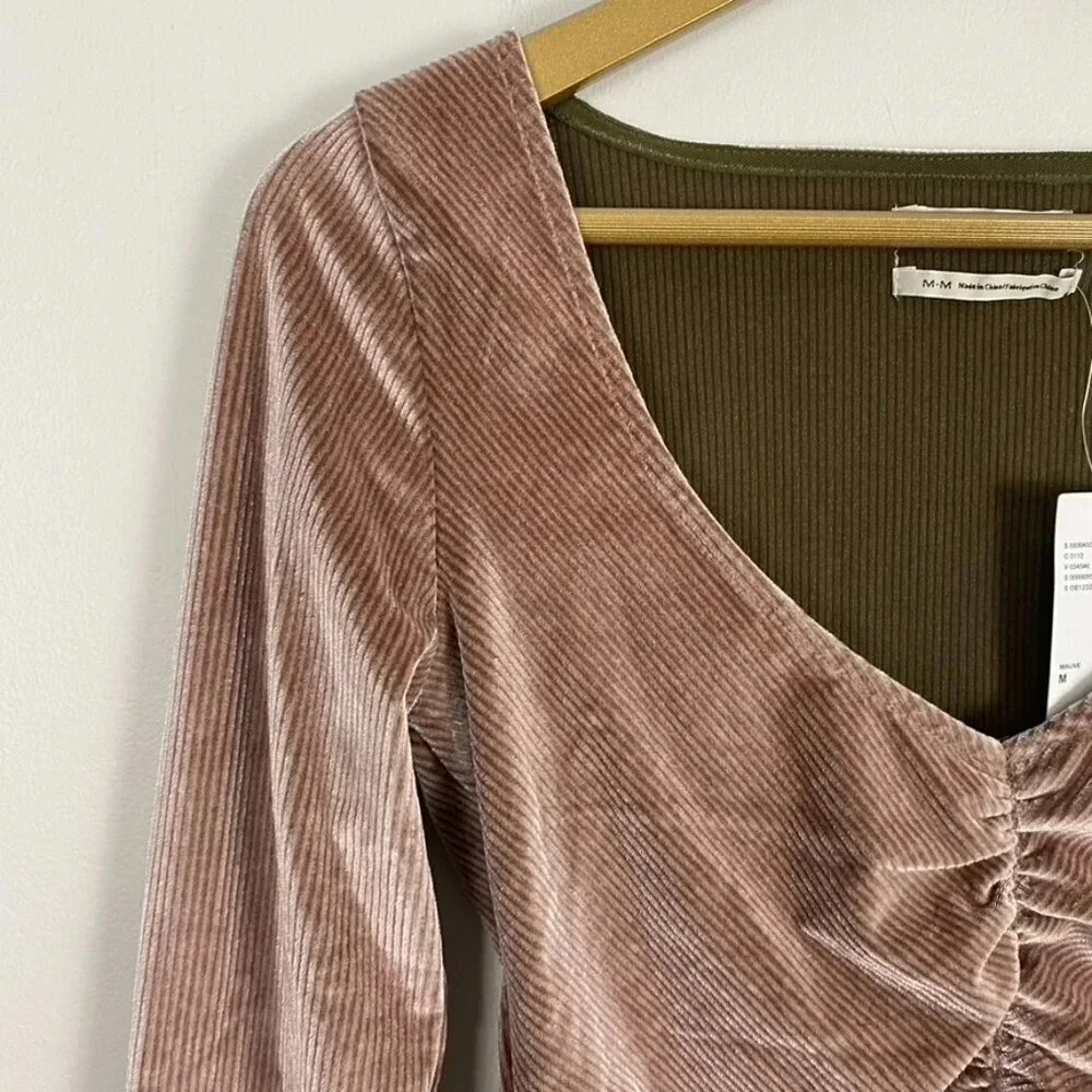 NWT Urban Outfitters Pink Velvet Crop Top - Picture 3 of 13